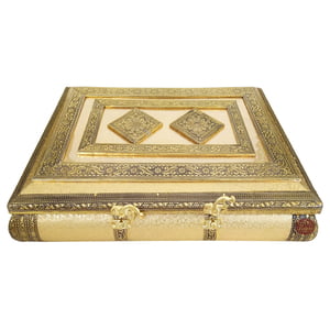 Golden Artificial Leather finish, Wooden Handmade Premium Chocolate Gift Box-(16x11x2.25)